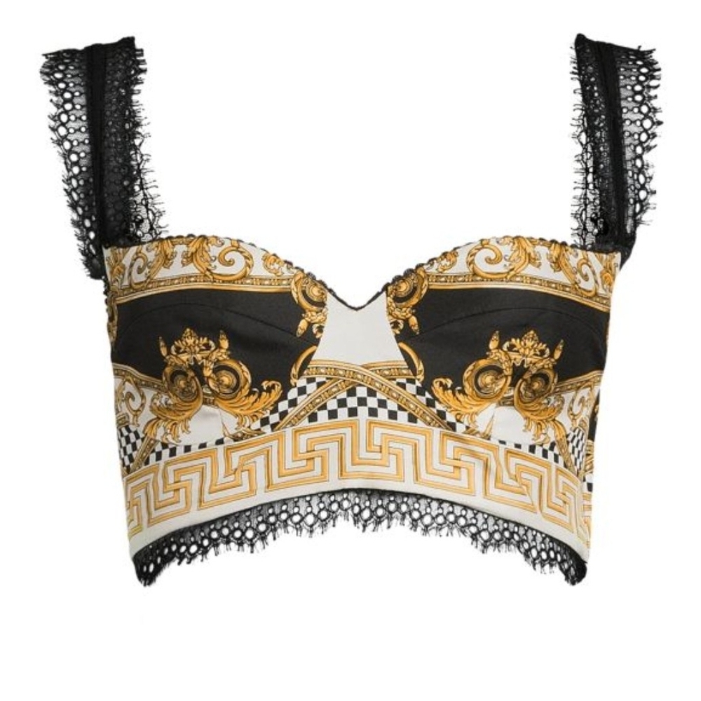 Versace La Coupe Des Dieux Black and Gold Silk Bralett size 40 (US 4)